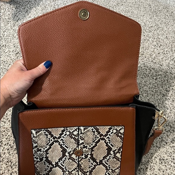 Steve Madden Brown and Snake Pattern Satchel - Picture 4 of 7